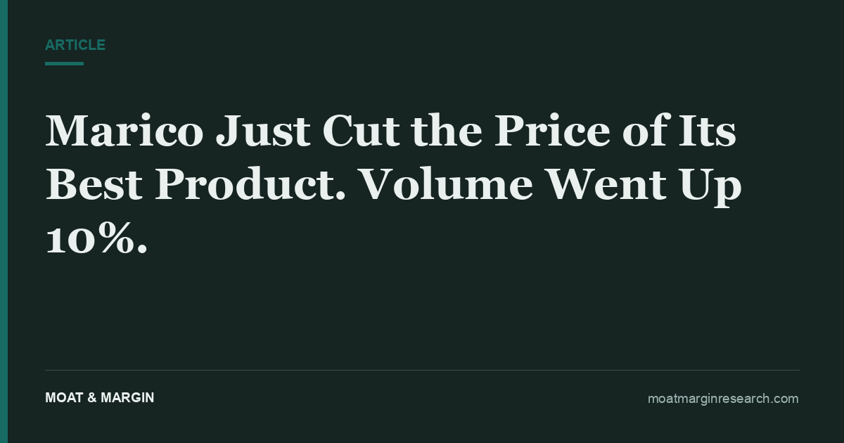 Marico Just Cut the Price of Its Best Product. Volume Went Up 10%.