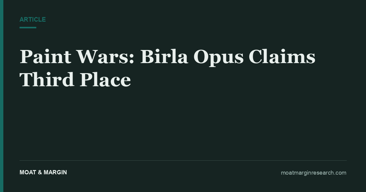 Paint Wars: Birla Opus Claims Third Place