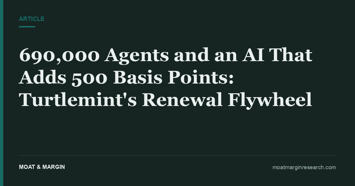 690,000 Agents and an AI That Adds 500 Basis Points: Turtlemint's Renewal Flywheel