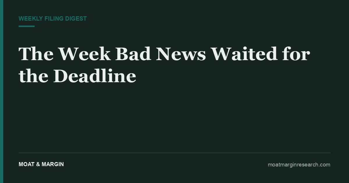 The Week Bad News Waited for the Deadline