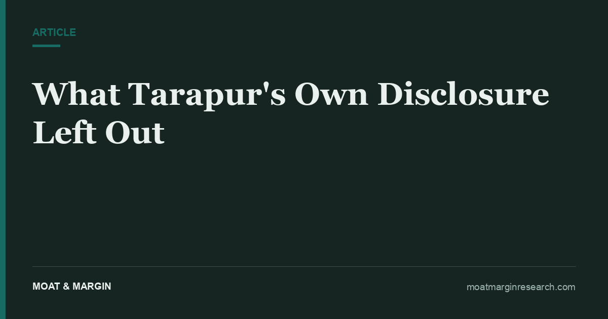 What Tarapur's Own Disclosure Left Out